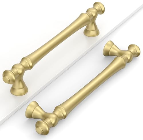 Coinkoly 10 Pack Brushed Gold Cabinet Pulls - 128MM Hole Centers Kitchen Cabinet Handles - UK0001