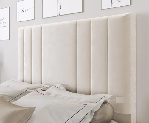 mm08enn Velvet Headboard, Plush Fabric (Headboard Height 36, Cream Plush Fabric, 6ft Super King)