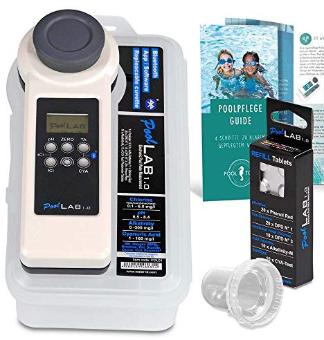 PoolLab 1.0 Photometer Premium Edition - Professioneller Wassertester für Pools & Spas mit Bluetooth, App & Cloud - Inkl. Refill-Pack und Ersatz Küvette