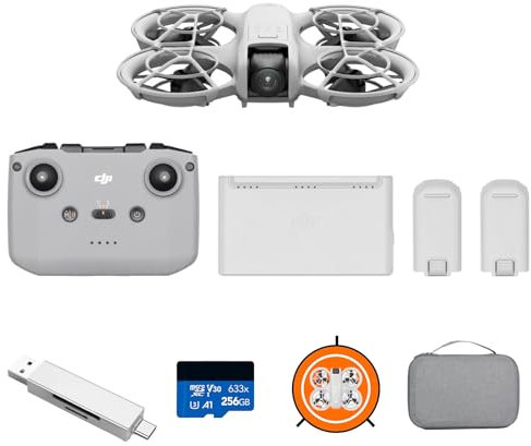 DJI Neo Fly More Combo mit Zubehör, Mini drohne mit 4K UHD-Kamera, selbstfliegende Drohne die dir folgt, Handstart, mit RC-N3 und 3 Akkus (Ladestecker + Neo Batterie + Tragetasche)