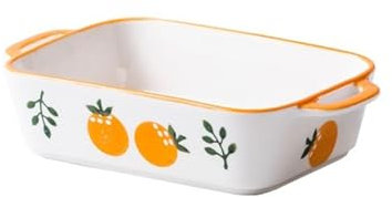 JUNCHENG1008 teglia da Forno Home Pirofila in Ceramica Forno Pirofila Speciale Rettangolare con Doppie Orecchie for cuocere Gli Spaghetti teglia da Forno in Ceramica(Orange,500ml)
