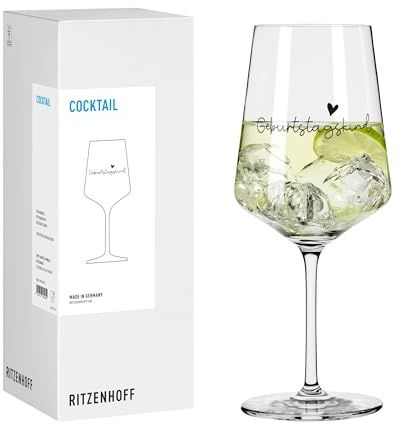 RITZENHOFF 8171020 Cocktail-Glas 500 ml, Serie Liebe, Nr. 20 mit Schriftzug Geburtstag - modernes Geschenk - Made in Germany