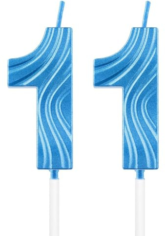 Ovanda Nummer 11 Geburtstagskerze, 11. Geburtstag Kerze, 3D Design Blau Nummer Kerzen Zahl 11, Cake Topper Dekorationen, Kuchen Kerze für Geburtstagsparty, Hochzeitstag, Baby-Dusche, Party-Dekoration
