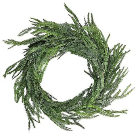 Weihnachtskranz aus Rattan, künstliche Zirben- und Zypressengirlande, für Kaminregal, realistisches Grün, 180 cm, für Tisch, Wand, Außendekoration, Innen- und Außendekoration