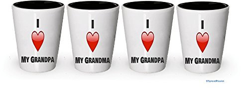 I Love My el abuelo y la abuela vasos de chupito – regalo para la abuela y el abuelo par