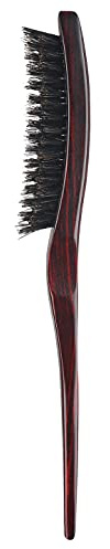 100% Pure Wildschwein-Borsten Toupier Haarbürste mit Holzgriff, 3 Reihen Schmale Frisier-Bürste, 22.4cm