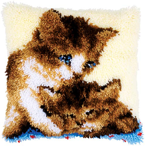 Vervaco Latch Hook Cushion Kit Two Cats, Cotton, Multi-Colour, 40 x 40 x 0.3 cm