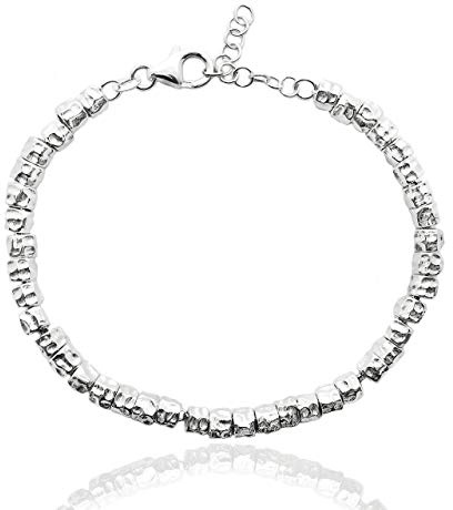 BRACCIALE UOMO DONNA in ARGENTO 925 con GRANELLI pepite martellate,REALIZZATO SU MISURA, completo di SCATOLA pacchetto REGALO e panno per PULIZIA Gioielli jewels.