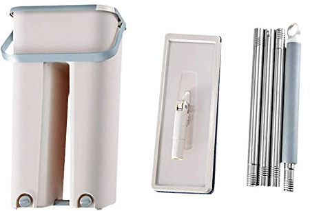 3pcs Mop&bucket Limpieza Kit Herramientas, 2 IN 1 Lavado Seco Polvo Mago Mopa, 360° Giratoria Suelo con / Repuesto Mopa Cabezas, Azulejo Mármol Fregasuelos Sistema Plano Absorbente Auto Flojos