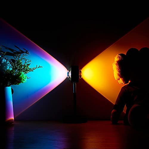 Sunset Lamp, 2 Colors in 1 Projector Rainbow and Sunset Light 180 Degree Rotation Projection Led Night Light for Photography, Selfie, Tiktok, Living Room, Bedroom and Home Decor