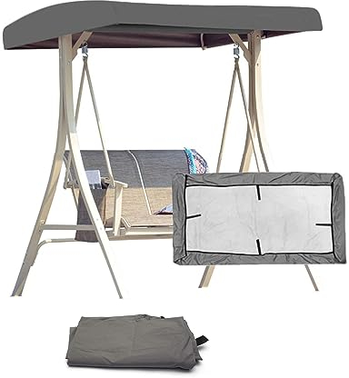 Techo De Repuesto para Columpio De Jardín Universal, 3 Plazas,Balancin Jardín Exterior de Protección UV,Funda de Repuesto para toldo de Techo,191x120x18cm,Gris