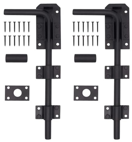 EAI Gate Drop Bolt | Heavy Duty Black 18 Inch / 450mm Gate/Garage Drop Down Bolt | Pack of 2 with Fixings