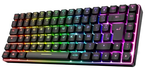 Spirit of Gamer - Gaming Tastatur Kabellos RGB - TKL Tastatur 65% - Semi-Mechanische Tasten mit 25 Anti-Ghosting - Kabellose und Bluetooth Konnektivität - Kompatibel mit Gaming PC, Smartphone, Tablet