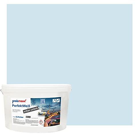 Preismaxx Perfektweiß urban colors, bunte Wandfarbe, blau, babyblau, baby blue 2,5L, Innenfarbe, hohe Deckkraft Klasse 2, matt