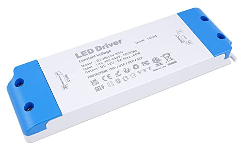 Transformateur 220V 12V 60W 5A Ultramince Alimentation Basse Tension | Transfo Convertisseur de Tension, pour Lampes Ampoule MR16 MR11 GU5.3 et pilotes