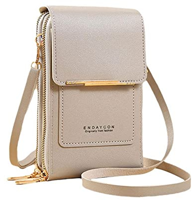 RFID Blocking Leather Crossbody Bag for Women, Anti-Theft Small Cell Phone Purse with Adjustable Strap