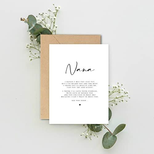 Nana to be Poem graviditetsmeddelande A5-kort med kuvert, graviditetsavslöjande, blivande mormor eller morförälder att avslöja kort tillkännagivande