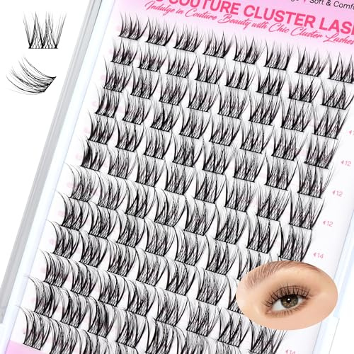 CALAILIS Wimpern Einzeln, 96 Pcs DIY Einzelne Wimpern Für Die Selbstanwendung Von Lash Extesnion Zu Hause, 10-16mm D Curl Cluster Individual Lashes (CDD04-MIX)