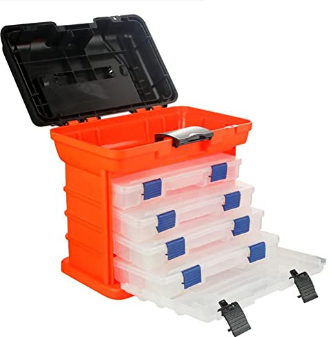 Köderbox Angelbox,Angelkoffer Gerätekoffer 4 Laden Tacklebox Angeln Zubehör Boxen Werkzeugkasten Angel Tackle Box mit Tragegriff Wasserdicht Köderbehälter Angelkasten für Salzwasser Angeln Süßwasser