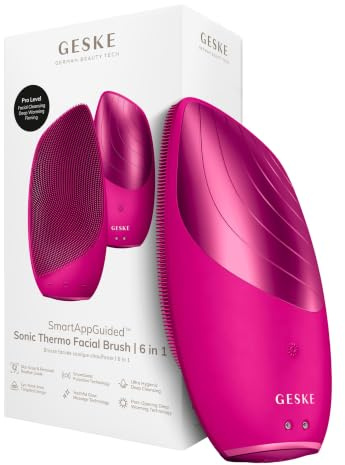 GESKE SmartAppGuided™ Sonic Thermo Brosse faciale | 6 en 1 | Nettoyage de la peau | Brosse nettoyante avec fonction thermique | Masseur facial | Brosse électrique pour le visage | Appareil de