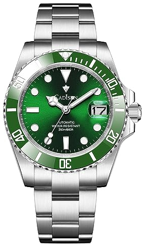 CADISEN Automatik Uhr Herren Mit Gangreserve GMT Edelstahl Saphirglas Wasserdicht Armbanduhr Uhren Männer (8216 grün)