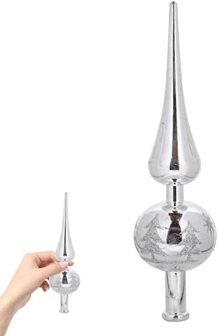 AIZQYC Puntale Albero Natale Stella Argento, Christmas Tree Topper, Puntale per Albero di Natale, Punta Albero di Natale per la Decorazione dell'Albero di Natale.