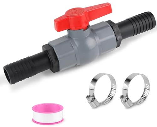 SWAWIS Kugelhahn mit Schlauchverbinder PVC Absperrventil Pool Kugelhahn Pool Poolventil Ventil Kugelventil für Schläuche Inkl. 1 Absperrventil Innengewinde 1 1/4(40mm), 2 Schlauchtüllen 32mm
