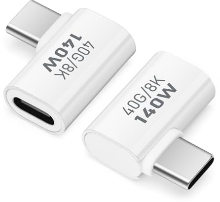 AIYEEN USB-C-Adapter 40 Gbit/s (2 Stück), USB-C-Stecker auf Typ-C-Buchse, rechtwinkliger USB 4.0-Typ-C-Adapter, Datenübertragungsanschluss, kompatibel mit iPhone 15, Samsung, MacBook