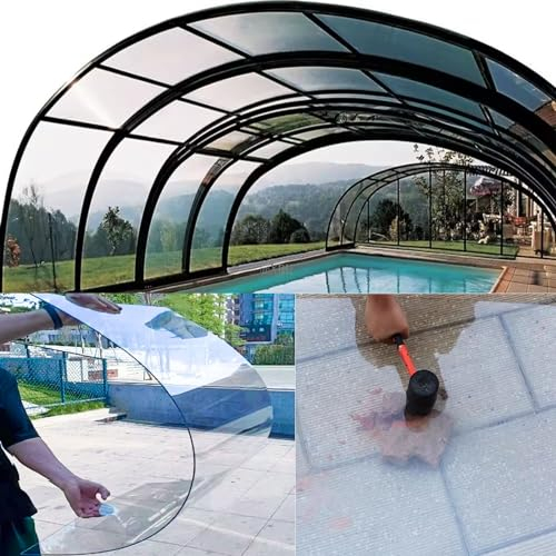 Transparente Polycarbonatplatte, Acryl-Kunststoffplatte, regendicht, hagelsicher und UV-beständig, biegbare Dachplatte für Gewächshaus, Überdachung, Außenbereich, Garten, Markisenabdeckung, Ersatz (1