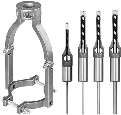 Square Hole Drill Bit Adapter and Square Hole Drill Bit Sets, Square Tenon Machine Converter Holder Square Hole Drill Machine Chuck Bracket Eyelet Accessories (A)