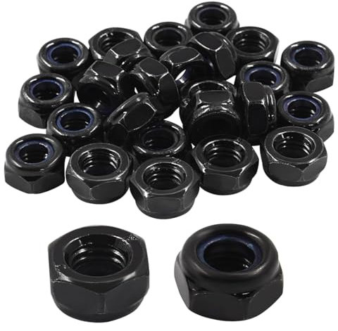30 dadi autobloccanti M3 in acciaio inox 304 dadi esagonali per viti, rondelle e barre filettate (nero)