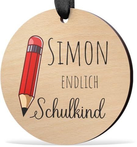 CHRISCK design Personalisierte Holzanhänger für Schultüte - Schultütenanhänger für Schulkinder - Namensanhänger Einschulung 2026 - große Motiv Auswahl - Einschulungsgeschenk Mädchen & Jungs