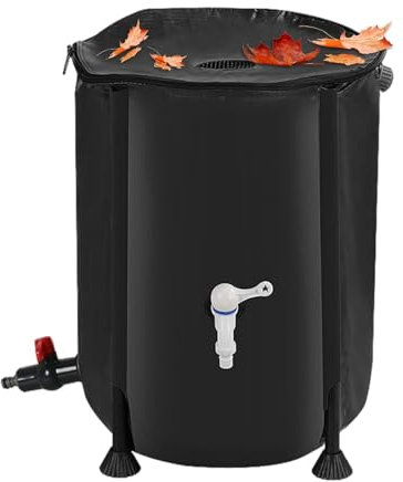 Serbatoio per acqua piovana da 200 l, serbatoio di raccolta della pioggia, contenitore per la pioggia con filtro per troppopieno, portatile, resistente alle intemperie, stabile, serbatoio per l'acqua