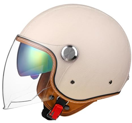 Motorradhelm Rollerhelm Retro 3/4 Vespa Helm Mit Doppelbrille Sturzhelm ECE Zulassung Jet Helm Motorradhelm Open Face Halbschale Helm Für Erwachsener Herren Damen