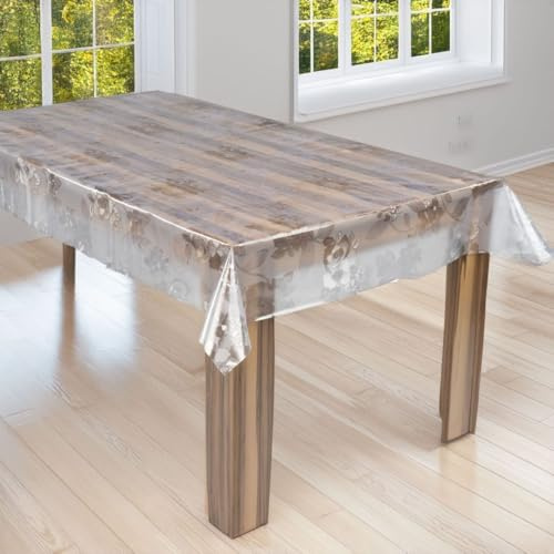 laro Premium Line 0,3mm weich transparente Tischdecke Folie Transparent Geblümt Tischschutz Schutzfolie Abwaschbar PVC, Muster:Folie Transparent Geblümt, Größe:80x80