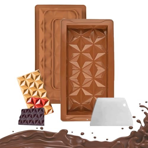 2 Pcs Deep Chocolate Bar Moulds, Silicone Chocolate Mould, Silicone Protein and Energy Bar Molds for Desserts and Candy Making
