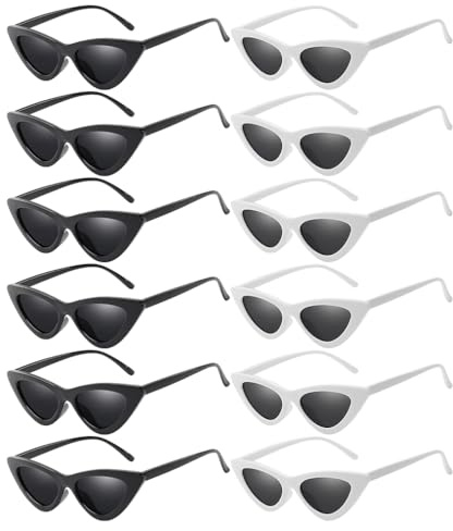 YISIZES 12 Pcs Ladies Sunglasses, Cat Eye Vintage Women Sunglasses UV400 Protection 90S Retro Glasses for Women Men Teenager Eyewear Party Wedding Birthday Outdoor