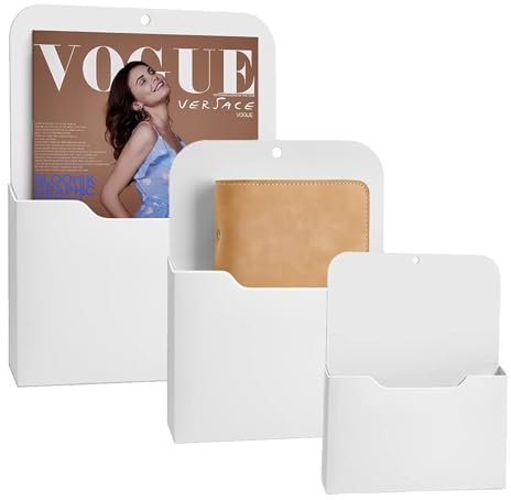 YUNXCNA 3 Stück Magnetischer Aktenhalter, 3 Größen, Magnetischer Papierhalter Dokumentenhalter, Wandaktenhalter, für Kühlschrank, Whiteboards, Zuhause, Aufbewahrungstasche, Weiß (S/M/L)