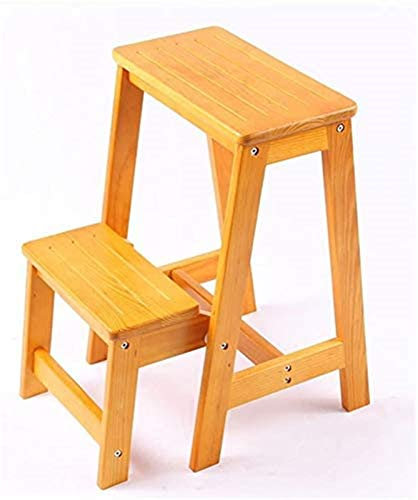 Sgabello Portatile Scaletta Portatile in Legno massello per Uso Domestico Scaletta da Cucina Pieghevole Scaletta a 2 gradini Sgabello per casa Scaffale per Cucina da Ufficio Uso Domestico