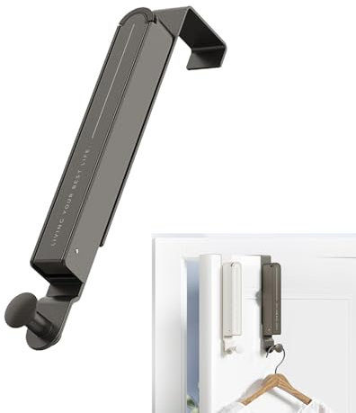 Jilskl Attaccapanni da Ganci Pieghevoli, Appendiabiti Retrattile, Non Richiede Foratura, in Metallo, Salvaspazio, Adatto a 6 Ganci e Prolunghe (Grigio)