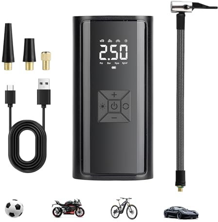 Cordless Tyre Inflator Air Compressor - Portable Digital Display Tyre Inflator, Electric Wireless Car Tire Pump with Air Pressure, Rechargeable Air Pump for Car Motorcycle Bicycles Balls