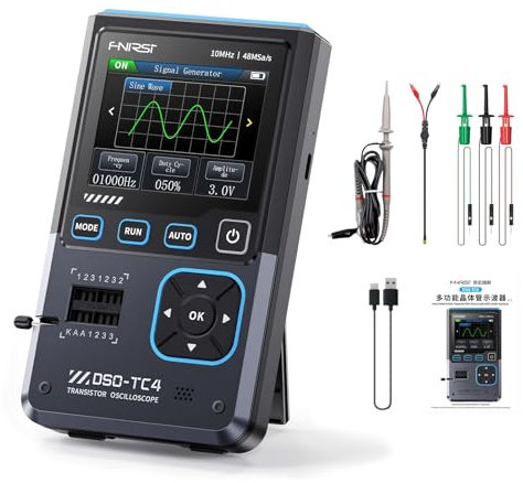 Oscilloscopio,3 in 1 Oscilloscopio digitale 10MHz Larghezza di Banda Campionamento 13 Uscita segnale Un pulsante Tester automatico di transistor Tester di componenti elettronici Strume