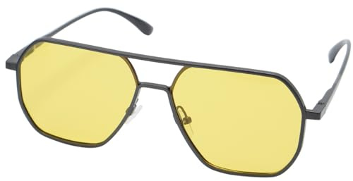 Globooluek Nachtsichtbrille Gelb getönte polarisierte Brille für Männer und Frauen Nachtfahrbrille Anti-Glare Klassische Brille zum Fahren, Angeln, Radfahren in der Nacht (Gun-grauer Rahmen)