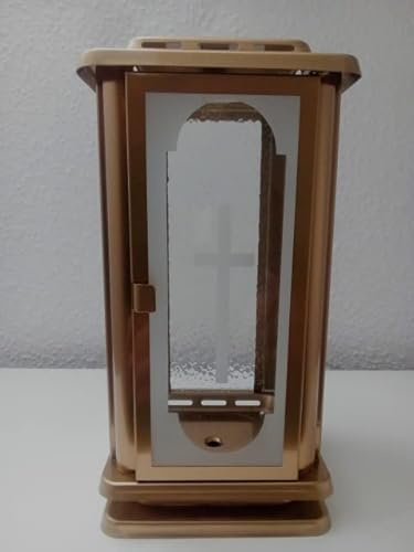 Grablampe Edelstahl -bronzefarben Friedhof Grablaterne Wetterfest Grableuchte Grablicht