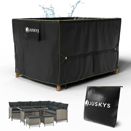 Juskys Gartenmöbel Abdeckplane CoverSafe Pro 120x90x75 cm - winterfest & wasserdicht - Schutzhülle für Gartentisch, UV-Schutz, Abdeckhaube Gartentisch