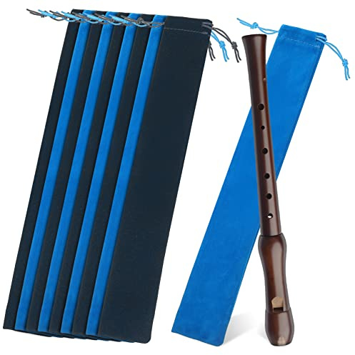 Yardwe Flute Storage Bag Soft Drawstring Pouch for Soprano Recorder Harmonica Clarinet Accessories Portable Music Instrument Carry Case 14.57X2.36X0.12In