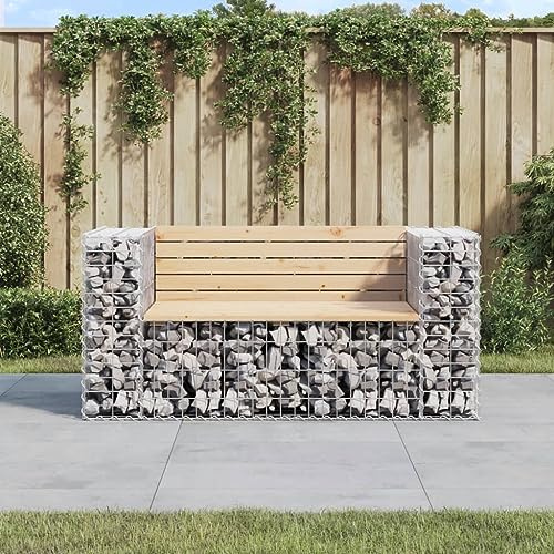 Outdoor, Solid Pine Wood Gabion Design, 143x71x65.5 cm, Stylish Outdoor Seating for, Yard, Deck, and Weather-Resistant Furniture