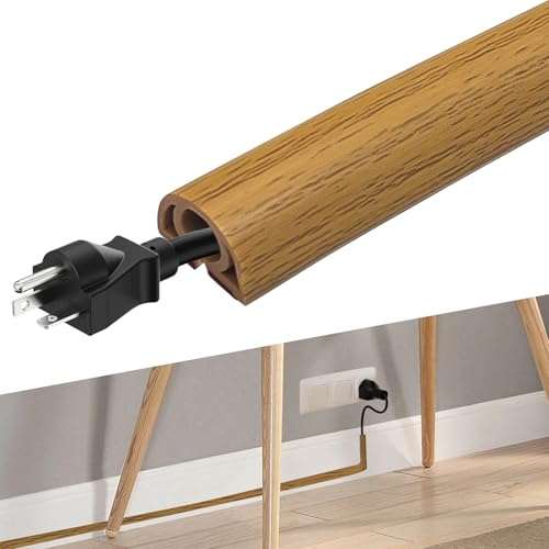 Aartner Cable Trunking 2-Meter Pack, Electrical Cable Management Solution, Self-Adhesive Cord Cover - 20mm (W) x 11mm (H) (Yellow Wood Grain-2M)
