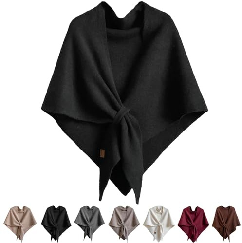 Pashmina Wraps for Women UK Pashmina Shawls and Wraps Women Knitted Cape Woolen Cashmere Shoulder Top Sweater Shawl Oversized Scarf 2025 Womens Casual Open Front Lightweight Wool Cardigans with Loop