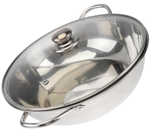 ARTSEWPLY Pentola Hot Pot Doppio Sapore in Acciaio Inossidabile con Coperchio in Divisorio Interno per Cucina Domestica e Ristoranti Compatibile con Fornelli Gas Induzione ed Elettrici